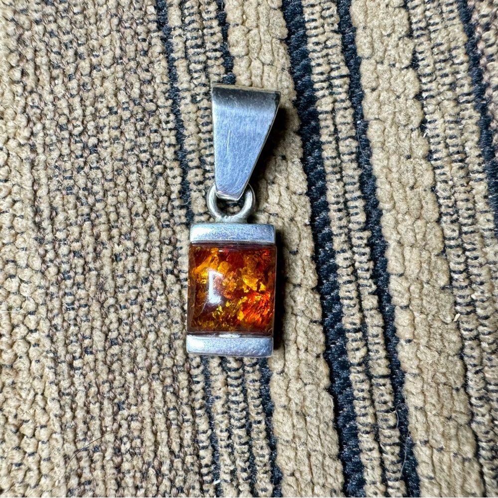 Vintage Amber and sterling silver Pendant